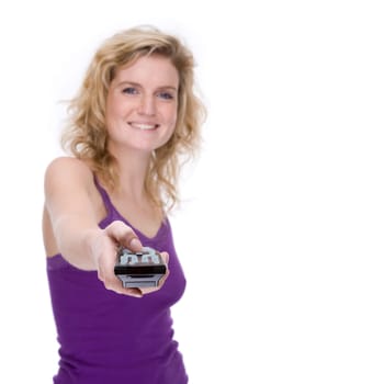 Woman with remote control