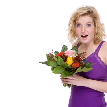 Young woman with a bouquet of flowers