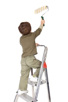 adorable boy painting
