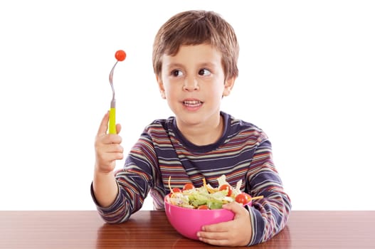 Child eating salad