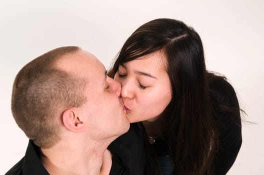 young couple kissing