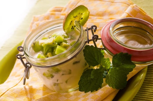 Fruit yoghurt in a glass