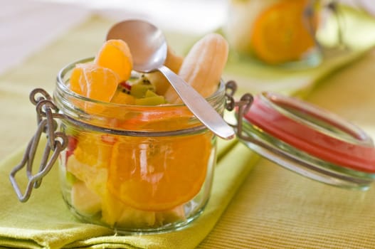 Fruit salad in a mason jar