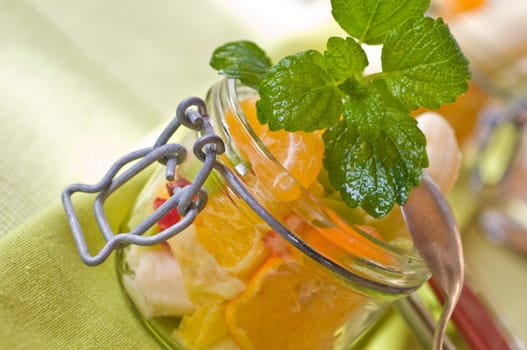 Fruit salad in a mason jar