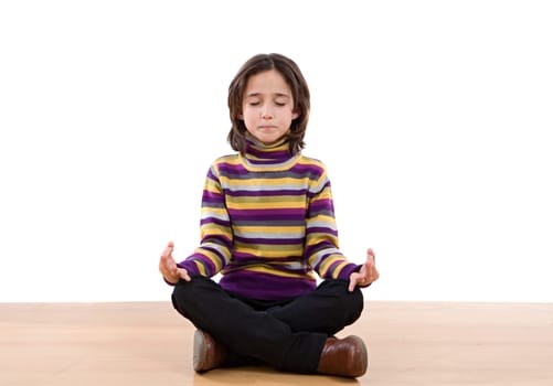 Pretty relaxed girl practicing yoga