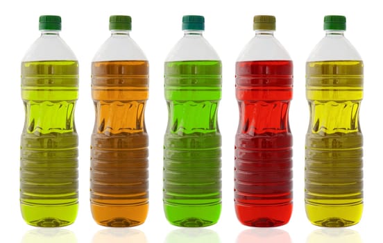 Five oil bottles