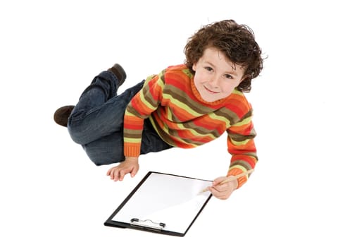 Beautiful child lying down painting