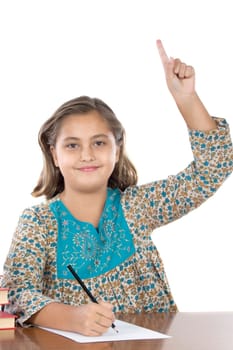 Adorable girl student asking to speak