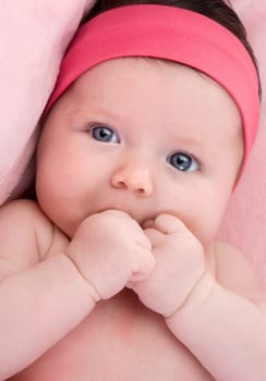 Adorable baby newborn with blue eyes