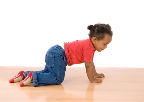 Adorable african baby crawl