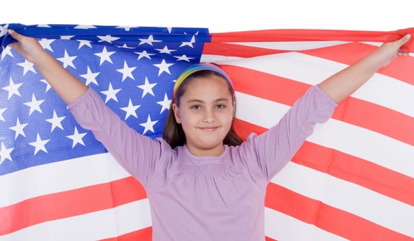 Patriotic little girl with american flag