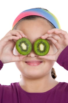 Attractive girl with kiwi