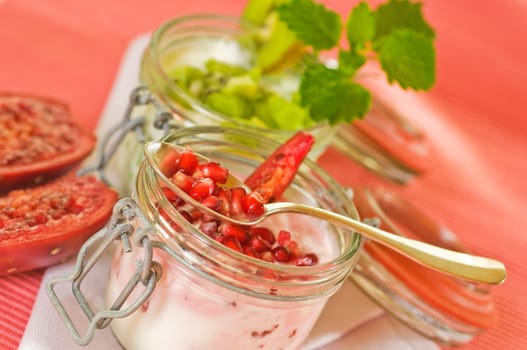 Fruit yoghurt in a glass