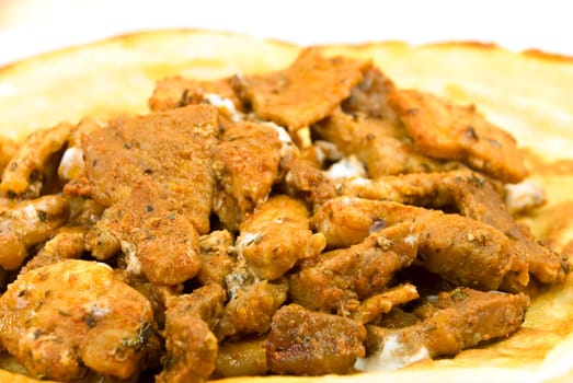 Gyros with tzatziki,in pancakes