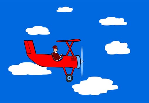 flying red plane