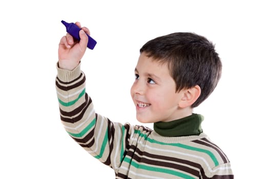 Adorable child writing