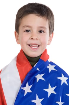 Adorable boy with american flag