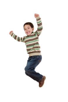 Joyful little girl jumping