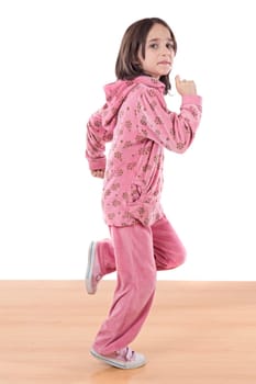 Joyful little girl running