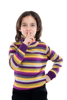 Adorable girl ordering silence