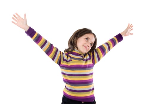 Beautiful girl with the outstretched arm