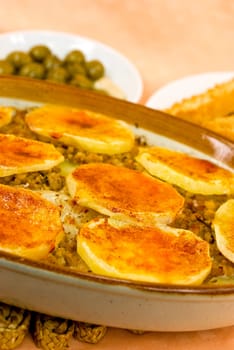 Moussaka with aubergine,potatoes,cheese