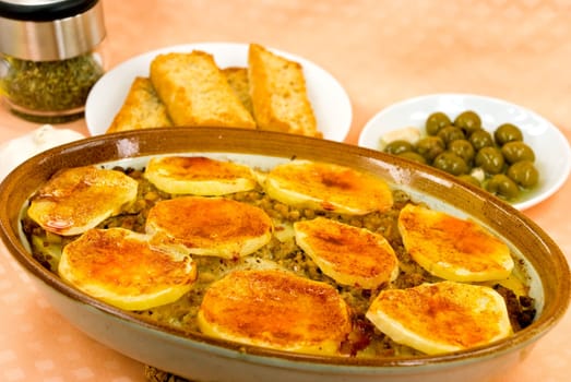 Moussaka with aubergine,potatoes,cheese