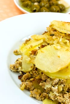 Moussaka with aubergine,potatoes,cheese
