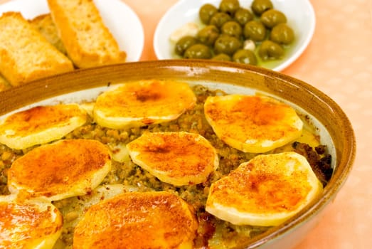 Moussaka with aubergine,potatoes,cheese