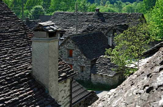 Typical stone house in Ticino,Switzerland