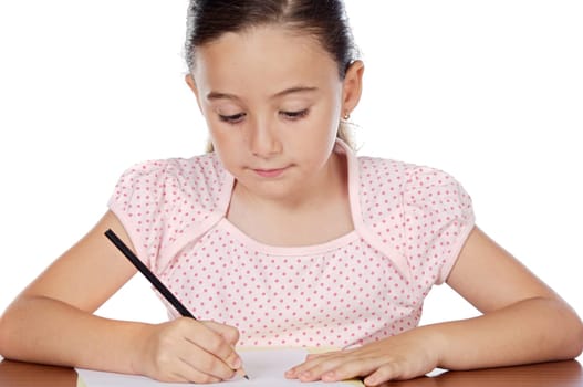 adorable girl studying