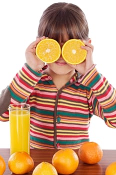 child with oranges