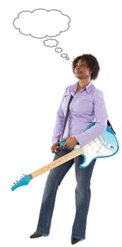 Woman playing an electric guitar