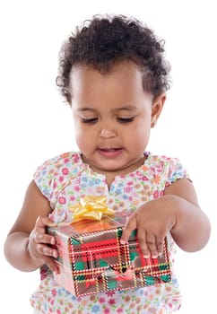 Baby with a gift box
