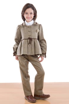 Adorable girl with nice brown suit