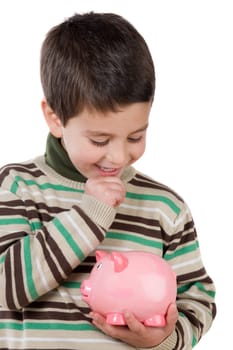Adorable child with moneybox savings
