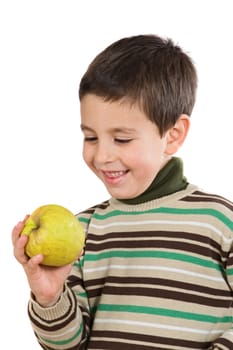 Adorable boy with a apple