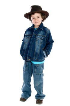 Child wearing a cowboy hat