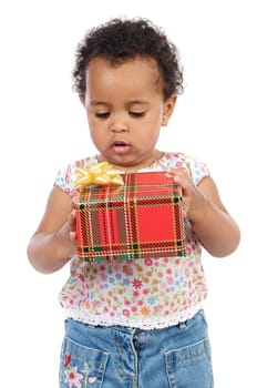 Baby with a gift box