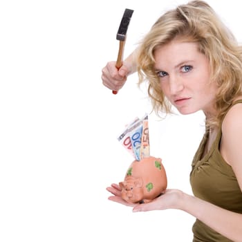 Woman with piggy bank