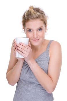 Young woman with a mug