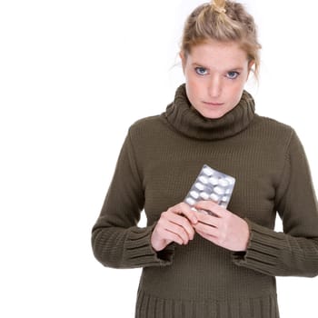 Young woman with tablets
