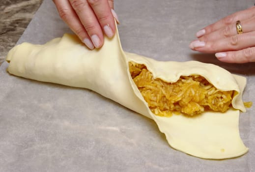 Woman with apple strudel