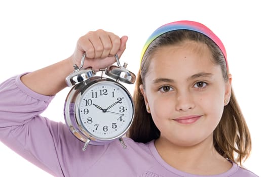Beautiful girl with clock