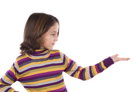 Beautiful girl pointing with her hand