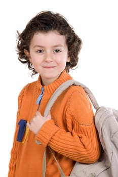 Student boy with orange clothes