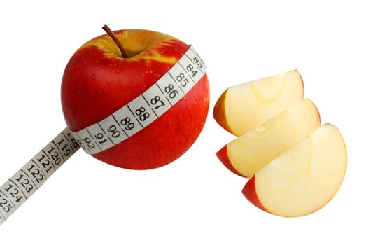 Apple and measuring tape