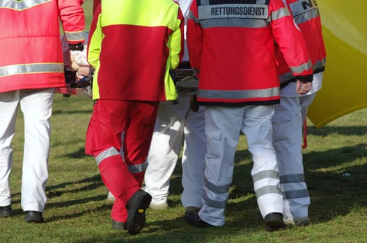 Ambulance service with seriously injured person