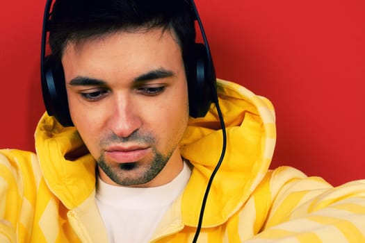 Young man listen music