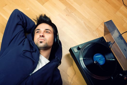 Young men feeling the music
